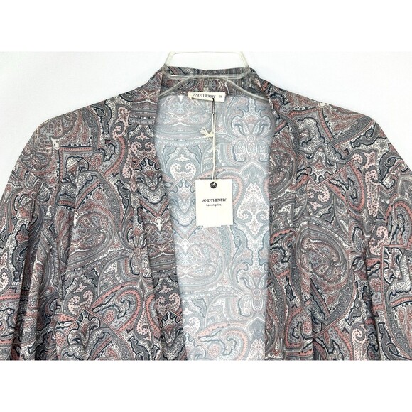 And The Why Kimono Size 2X Paisley Open Front Long Sleeve Sheer - Picture 4 of 8